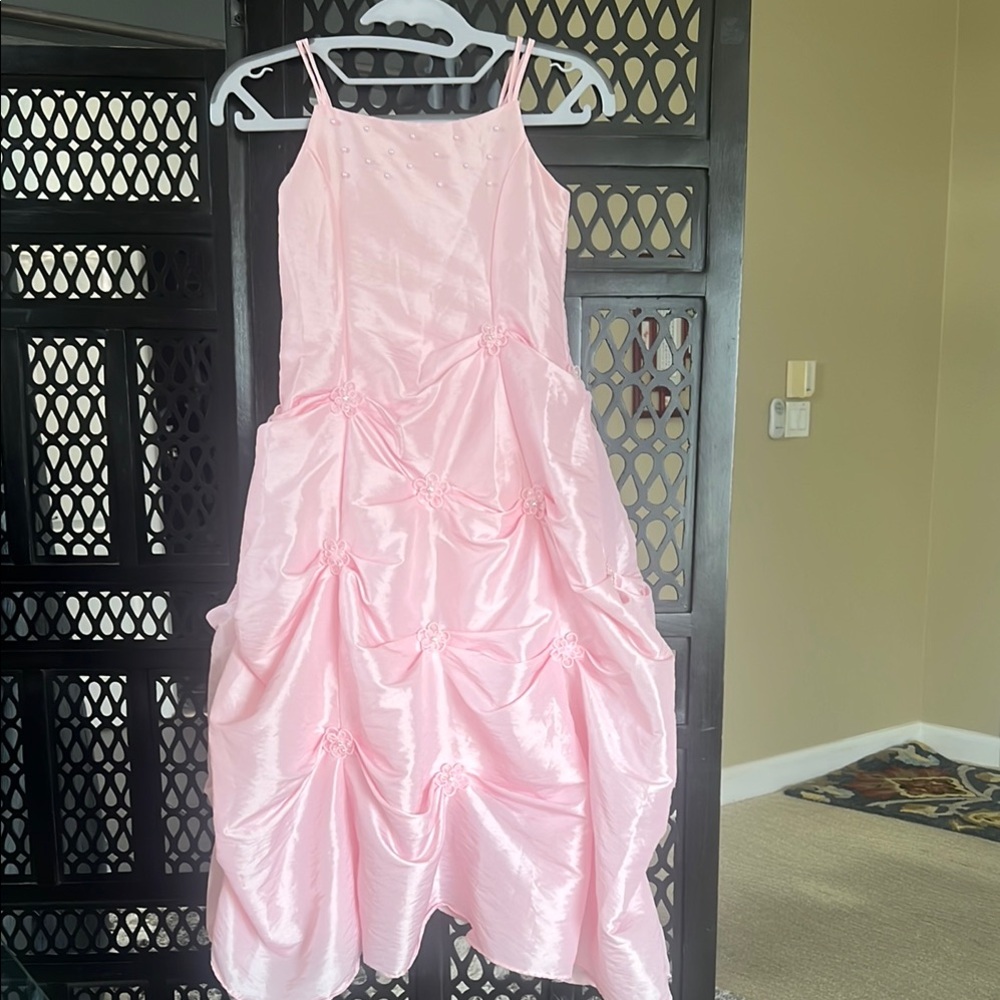 Pink Ruched Spaghetti Strap Sundress for Prom with optional scarf